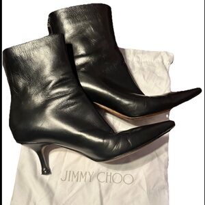 Jimmy Choo Black Leather Heeled Boots size 5.5-6 US